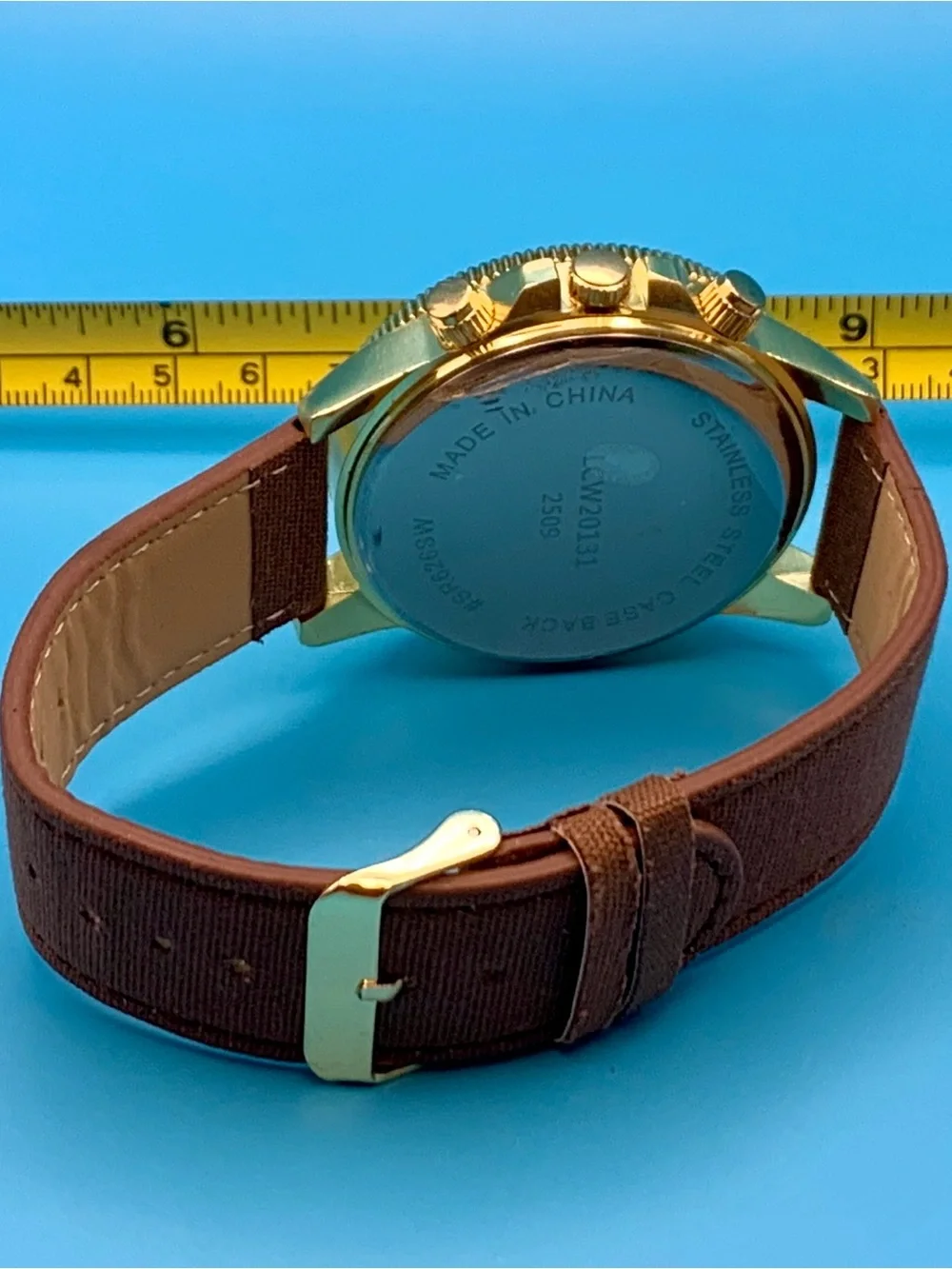 L&CO. Fashion Sport Quartz Wristwatch Faux Subdials Gold Tone Finish Working